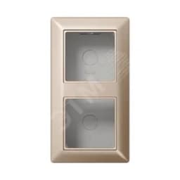 Коробка для накладного монтажа 2-я с негорючим основанием, в комплекте с рамкой  для установки устройств и накладок серии A  для горизонтальной/вертикальной установки  Серия- AS500  Материал- дуропласт  Цвет- шампань