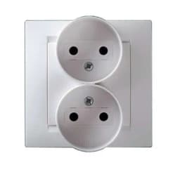 Розетка 2-м СП Simon15 16А IP20 250В без заземл. винт. клеммы бел. Simon 1590457-030
