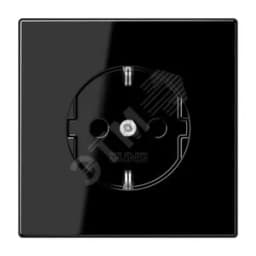 Штепсельная розетка SCHUKO одинарная, с заземлением, без шторок, 16A, 250В  (механизм + накладка, без рамки). Серия LS990  Материал- дуропласт  Цвет- черный