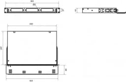 Бокс оптический универсальный 19" выдвижной Hyperline FO-19V-1U-3xSLT-W130H30-24UN-BK