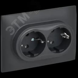 SKANDY Розетка 2-местная с заземлением без защитных шторок 16А в сборе SK-R08T титан IEK