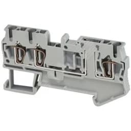 Клеммник пружинный разъединитель 3 точки подключения 2.5мм.кв серый