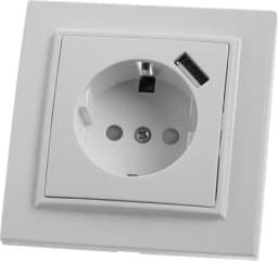Розетка STEKKER PST16901101 1местная сз 220В 16А с защитной шторкой и с USB белая серия Эрна 39051