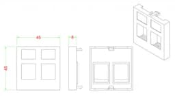 Вставка 45x45 (аналог Mosaic) для 2х модулей формата Keystone Jack Hyperline SIP2-2N-M45-45