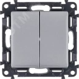 Valena LIFE Выключатель двухклавишный 10А 250В с лицевой панелью Безвинтовые зажимы Алюминий