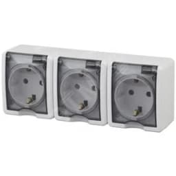 Розетка 3х2P+E IP54, 16A-250В, ОУ, Эра Эксперт, белый, 11-2405-01
