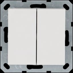 Выключатель двухклавишный 10A 250V~ с накладкой, цвет белый глянцевый Jasmart