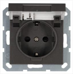Розетка 1-м Shuko 16А IP20 с заземл. защ. шторки с крышкой механизм мокко Jasmart G5505Z
