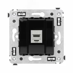 Avanti Компьютерная розетка RJ-45 без шторки в стену, кат.6А одинарная экранированная, Черный квадрат