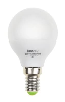 Лампа светодиодная PLED-ECO 5Вт G45 шар матовая 3000К тепл. бел. E14 400лм 230В 50Гц JazzWay 1036896A