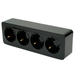 Розетка 4местная сз открытой установки STEKKER 250В 16А IP20 серия София черный MST161402 49320