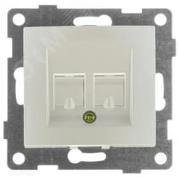 Розетка компьютерная и телефонная RJ45, RJ12 Bravo, механизм, жемчуг