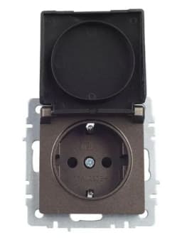 Розетка BRITE РСбш10-3-44-БрТБ 16А IP44 с заземл. защ. шторки с крышкой механизм бронза IEK BR-R16-16-44-K45