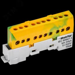 TEKFOR Шина PE земля изолированная на универсальном держателе 6х9-10-ЖЗ TF-NN10-10-KL-K52 IEK