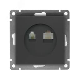 Розетка компьютерная+телефонная UNIVersal серия Афина, с/у, 1А, RJ45, RJ12, графит (еврослот), механизм
