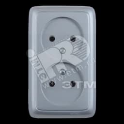 Розетка двойная наружная с изоляционной пластиной серебро