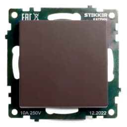 Переключатель 1клавишный механизм STEKKER GLS10710504 250V 10А серия Катрин шоколад 49018