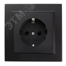 Розетка одноместная с/з,с защитной шторкой,250В, 16А, серия Эрна, черный Stekker FERON