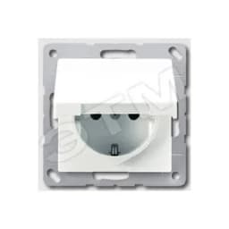 AS500 Розетка с заземлением без шторок с крышкой белая 16A