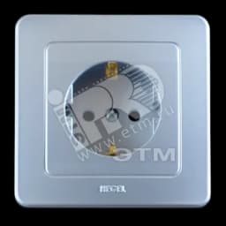 Розетка скрытая с заземлением серебро