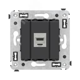 Avanti Компьютерная розетка RJ-45 без шторки в стену, кат.5e одинарная экранированная, Черный матовый