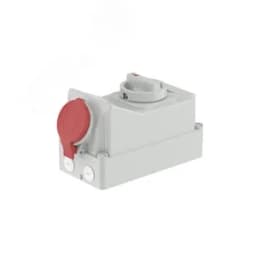 Розетка наружной установки IP44 16А 3P+E 400В с механической блокировкой и боковым расположением разъема