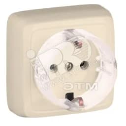 Розетка наружная с заземлением с изоляционной пластиной (стакан) слоновая кость