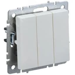BRITE Выключатель трехклавишный 10А ВС10-3-0-БрЖ жемчуг IEK