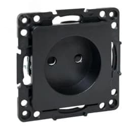 Стокгольм Механизм Розетки 1-местной б/з 10 А черный с защ. штор.