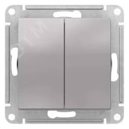 ATLASDESIGN 2-клавишный ВЫКЛЮЧАТЕЛЬ с самовозвратом, сх.2, 10А, механизм, АЛЮМИНИЙ