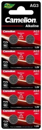 Элемент питания алкалиновый «таблетка» LR41/392A/192/G 3 Mercury Free AG3-BP0%Hg для часов BL-10 (блист.10шт) Camelion 12811