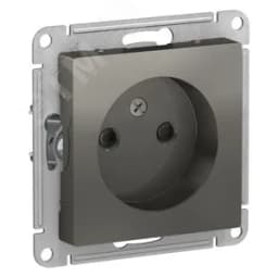 Розетка ATLASDESIGN без заземления со шторками 16А механизм сталь