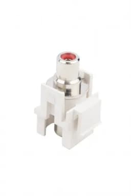 Вставка формата Keystone Jack с проходным адаптером RCA (красный) Hyperline KJ1-RCA/RD-D-WH