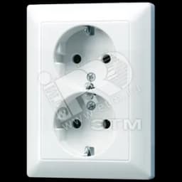 Розетка штепсельная SCHUKO 16A 250V сдвоенная белая