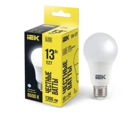 Лампа светодиодная ECO A60 13Вт грушевидная 230В 6500К E27 IEK LLE-A60-13-230-65-E27