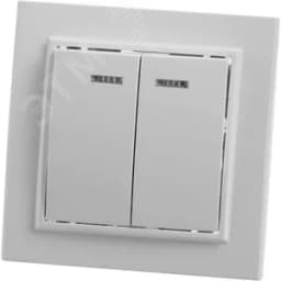 Выключатель 2-клавишный с индикатором, Эрна, белый,