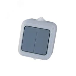 Выключатель двухклавишный серый IP44 Makel