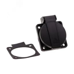 Розетка встраиваемая 16A/250V/2P+E/IP54 подключение сзади 50х50 черная