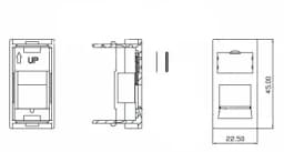Вставка 45x22 Hyperline SIP2-1K-M45-22.5-BK