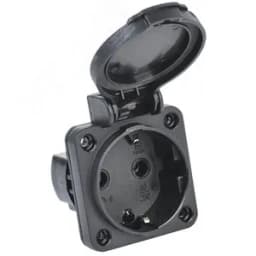 Розетка панельная РП14-3 2Р+РЕ 16А з/к с крышкой IP54 черная MAGNUM