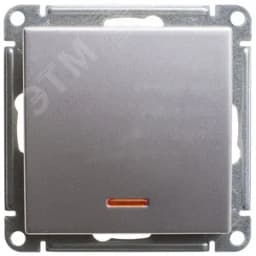 W59 Переключатель одноклавишный с подсв. 10АХ, механизм, матовый хром