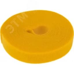 лента-липучка многоразовая 5 м х 20 мм, желтая (1 шт.), REXANT