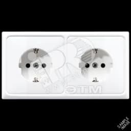 Розетка штепсельная SCHUKO 16A 250V сдвоенная полная плата термопласт слоновая кость