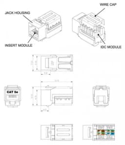 Вставка Keystone Jack RJ-45(8P8C) Hyperline KJNE-8P8C-C5e-90-BK