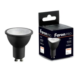 Лампа светодиодная FeronPRO LB1607 GU10 7W 175265V 4000K в черном корпусе 48955