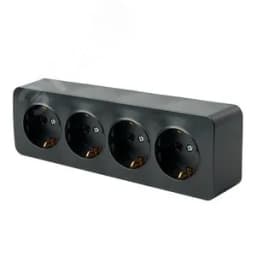 Розетка четырехместная с/з 250В 10А серия София черный STEKKER