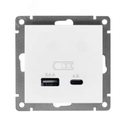 Розетка USB Афина A+С 2.4/4А механизм с/у, белая (еврослот) Универсал