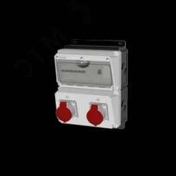 Комбинация розеток , Вход М32, клеммы, УЗО 4P/40A/30mA, 2xCEE32A5p, IP44. 00-00033739 AlpenBox