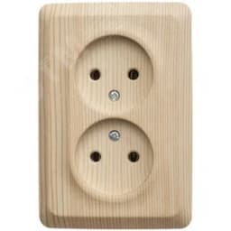 ЭТЮД Розетка угловая двойная открытой установки без заземления без шт. 16А 250B,сосна Systeme Electric