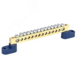 Шина "N" нулевая 8х12 мм на двух угловых синих изоляторах 14 групп, REXANT